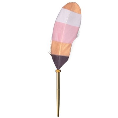 Artebene Feather Pen With Gold, Pink, Purple Stripes and Gold Spots